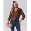imageZeagoo Womens Tops Long Sleeve Satin Silk Button Down Shirts Casual Business Dressy Blouses Fall ClothesBrown