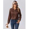 imageZeagoo Womens Tops Long Sleeve Satin Silk Button Down Shirts Casual Business Dressy Blouses Fall ClothesBrown