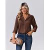 imageZeagoo Womens Tops Long Sleeve Satin Silk Button Down Shirts Casual Business Dressy Blouses Fall ClothesBrown