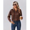 imageZeagoo Womens Tops Long Sleeve Satin Silk Button Down Shirts Casual Business Dressy Blouses Fall ClothesBrown