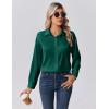 imageZeagoo Womens Tops Long Sleeve Satin Silk Button Down Shirts Casual Business Dressy Blouses Fall ClothesDark Green