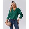 imageZeagoo Womens Tops Long Sleeve Satin Silk Button Down Shirts Casual Business Dressy Blouses Fall ClothesDark Green
