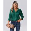 imageZeagoo Womens Tops Long Sleeve Satin Silk Button Down Shirts Casual Business Dressy Blouses Fall ClothesDark Green