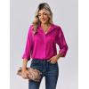 imageZeagoo Womens Tops Long Sleeve Satin Silk Button Down Shirts Casual Business Dressy Blouses Fall ClothesHot Pink