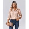 imageZeagoo Womens Tops Long Sleeve Satin Silk Button Down Shirts Casual Business Dressy Blouses Fall ClothesLight Khaki