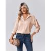 imageZeagoo Womens Tops Long Sleeve Satin Silk Button Down Shirts Casual Business Dressy Blouses Fall ClothesLight Khaki