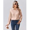 imageZeagoo Womens Tops Long Sleeve Satin Silk Button Down Shirts Casual Business Dressy Blouses Fall ClothesLight Khaki