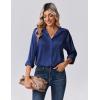imageZeagoo Womens Tops Long Sleeve Satin Silk Button Down Shirts Casual Business Dressy Blouses Fall ClothesNavy Blue