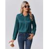 imageZeagoo Womens Tops Long Sleeve Satin Silk Button Down Shirts Casual Business Dressy Blouses Fall ClothesPeacock Blue