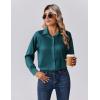 imageZeagoo Womens Tops Long Sleeve Satin Silk Button Down Shirts Casual Business Dressy Blouses Fall ClothesPeacock Blue