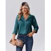 imageZeagoo Womens Tops Long Sleeve Satin Silk Button Down Shirts Casual Business Dressy Blouses Fall ClothesPeacock Blue