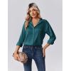 imageZeagoo Womens Tops Long Sleeve Satin Silk Button Down Shirts Casual Business Dressy Blouses Fall ClothesPeacock Blue
