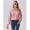 imageZeagoo Womens Tops Long Sleeve Satin Silk Button Down Shirts Casual Business Dressy Blouses Fall ClothesPink
