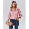 imageZeagoo Womens Tops Long Sleeve Satin Silk Button Down Shirts Casual Business Dressy Blouses Fall ClothesPink