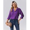 imageZeagoo Womens Tops Long Sleeve Satin Silk Button Down Shirts Casual Business Dressy Blouses Fall ClothesPurple