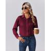 imageZeagoo Womens Tops Long Sleeve Satin Silk Button Down Shirts Casual Business Dressy Blouses Fall ClothesWine Red
