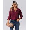 imageZeagoo Womens Tops Long Sleeve Satin Silk Button Down Shirts Casual Business Dressy Blouses Fall ClothesWine Red