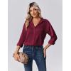 imageZeagoo Womens Tops Long Sleeve Satin Silk Button Down Shirts Casual Business Dressy Blouses Fall ClothesWine Red