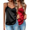 imageZeagoo Silk Camisole Tops for Women 2025 V Neck Satin Tank Top Spaghetti Strap Cross Back Sleeveless Summer Blouses2 Pack Blackred