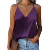 imageZeagoo Womens Silk Satin Tank Tops V Neck Sleeveless Camisole Cami Spaghetti Straps Blouse Summer Loose Racerback ShirtLight Purple