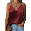 imageZeagoo Womens Silk Satin Tank Tops V Neck Sleeveless Camisole Cami Spaghetti Straps Blouse Summer Loose Racerback ShirtWine Red