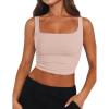 imageZeagoo Womens Square Neck Sleeveless Crop Tops 2025 Cute Double Layer Seamless Slim Fit Y2k Tank TopsChampagne