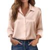 imageZeagoo Womens Tops Long Sleeve Satin Silk Button Down Shirts Casual Business Dressy Blouses Fall ClothesLight Khaki