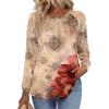 imageZeagoo Fall Tops for Women Long Sleeve Shirts Casual Cotton Blouses 2025 Dressy Pleated TunicsBeige Floral