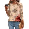 imageZeagoo Fall Tops for Women Long Sleeve Shirts Casual Cotton Blouses 2025 Dressy Pleated TunicsBeige Floral