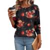 imageZeagoo Fall Tops for Women Long Sleeve Shirts Casual Cotton Blouses 2025 Dressy Pleated TunicsBlack Floral
