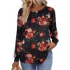 imageZeagoo Fall Tops for Women Long Sleeve Shirts Casual Cotton Blouses 2025 Dressy Pleated TunicsBlack Floral