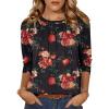 imageZeagoo Fall Tops for Women Long Sleeve Shirts Casual Cotton Blouses 2025 Dressy Pleated TunicsBlack Floral