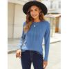 imageZeagoo Fall Tops for Women Long Sleeve Shirts Casual Cotton Blouses 2025 Dressy Pleated TunicsBlue