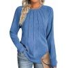 imageZeagoo Fall Tops for Women Long Sleeve Shirts Casual Cotton Blouses 2025 Dressy Pleated TunicsBlue