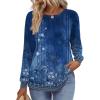 imageZeagoo Fall Tops for Women Long Sleeve Shirts Casual Cotton Blouses 2025 Dressy Pleated TunicsBlue Floral