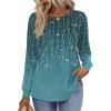 imageZeagoo Fall Tops for Women Long Sleeve Shirts Casual Cotton Blouses 2025 Dressy Pleated TunicsBlue Green