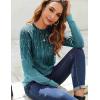 imageZeagoo Fall Tops for Women Long Sleeve Shirts Casual Cotton Blouses 2025 Dressy Pleated TunicsBlue Green