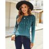 imageZeagoo Fall Tops for Women Long Sleeve Shirts Casual Cotton Blouses 2025 Dressy Pleated TunicsBlue Green