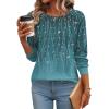 imageZeagoo Fall Tops for Women Long Sleeve Shirts Casual Cotton Blouses 2025 Dressy Pleated TunicsBlue Green