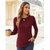 imageZeagoo Fall Tops for Women Long Sleeve Shirts Casual Cotton Blouses 2025 Dressy Pleated TunicsBurgundy