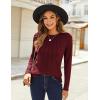 imageZeagoo Fall Tops for Women Long Sleeve Shirts Casual Cotton Blouses 2025 Dressy Pleated TunicsBurgundy