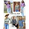 imageZeagoo Fall Tops for Women Long Sleeve Shirts Casual Cotton Blouses 2025 Dressy Pleated TunicsCaramel