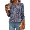imageZeagoo Fall Tops for Women Long Sleeve Shirts Casual Cotton Blouses 2025 Dressy Pleated TunicsChic Print 01