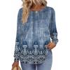 imageZeagoo Fall Tops for Women Long Sleeve Shirts Casual Cotton Blouses 2025 Dressy Pleated TunicsChic Print 02