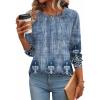 imageZeagoo Fall Tops for Women Long Sleeve Shirts Casual Cotton Blouses 2025 Dressy Pleated TunicsChic Print 02