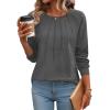 imageZeagoo Fall Tops for Women Long Sleeve Shirts Casual Cotton Blouses 2025 Dressy Pleated TunicsDark Grey