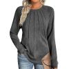 imageZeagoo Fall Tops for Women Long Sleeve Shirts Casual Cotton Blouses 2025 Dressy Pleated TunicsDark Grey