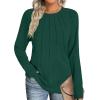 imageZeagoo Fall Tops for Women Long Sleeve Shirts Casual Cotton Blouses 2025 Dressy Pleated TunicsDeep Green