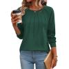imageZeagoo Fall Tops for Women Long Sleeve Shirts Casual Cotton Blouses 2025 Dressy Pleated TunicsDeep Green