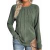 imageZeagoo Fall Tops for Women Long Sleeve Shirts Casual Cotton Blouses 2025 Dressy Pleated TunicsGreen